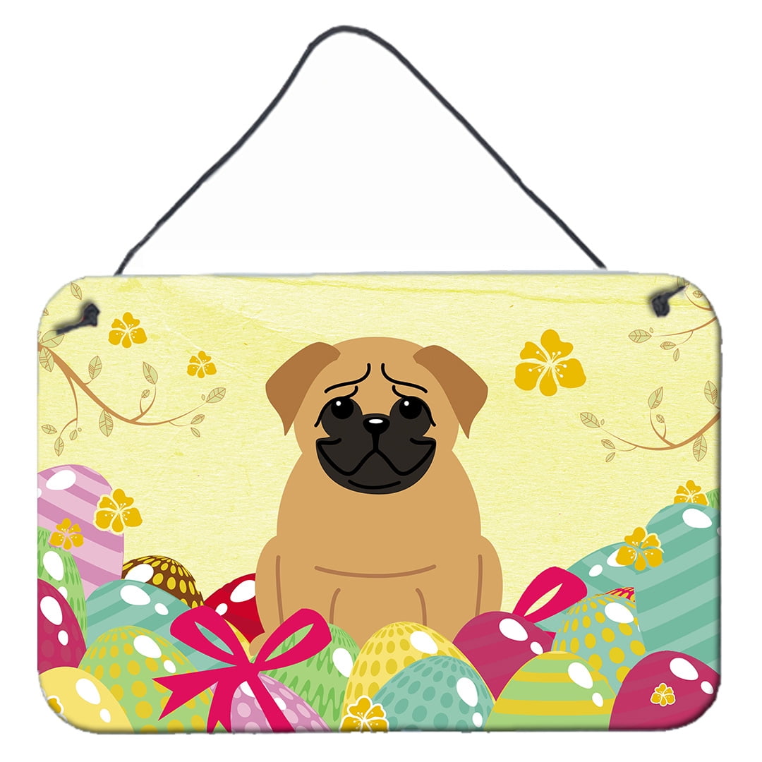 Easter Eggs Pug Brown Wall or Door Hanging Prints