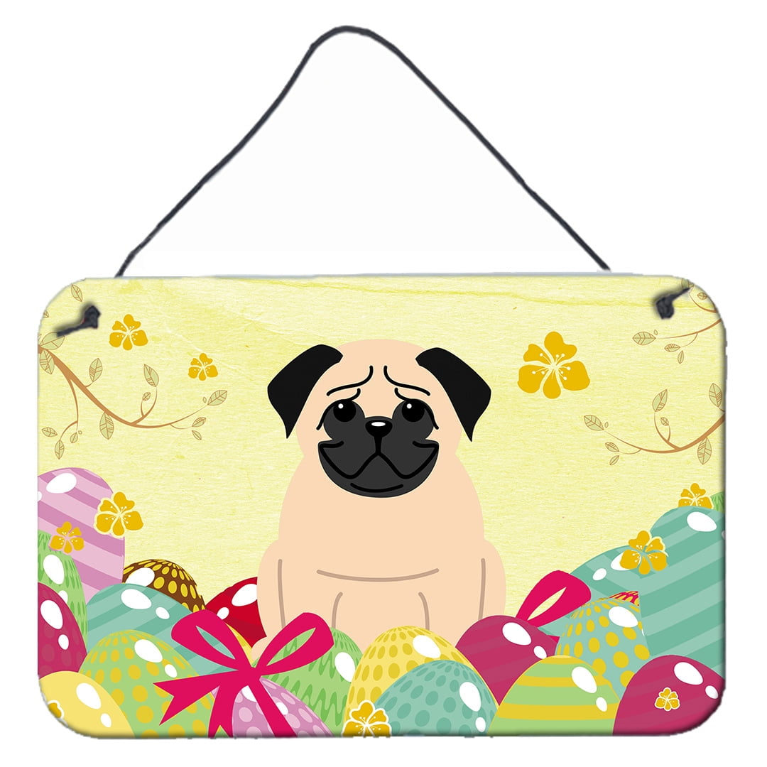 BB6008DS812 Easter Eggs Pug Fawn Wall or Door Hanging Prints