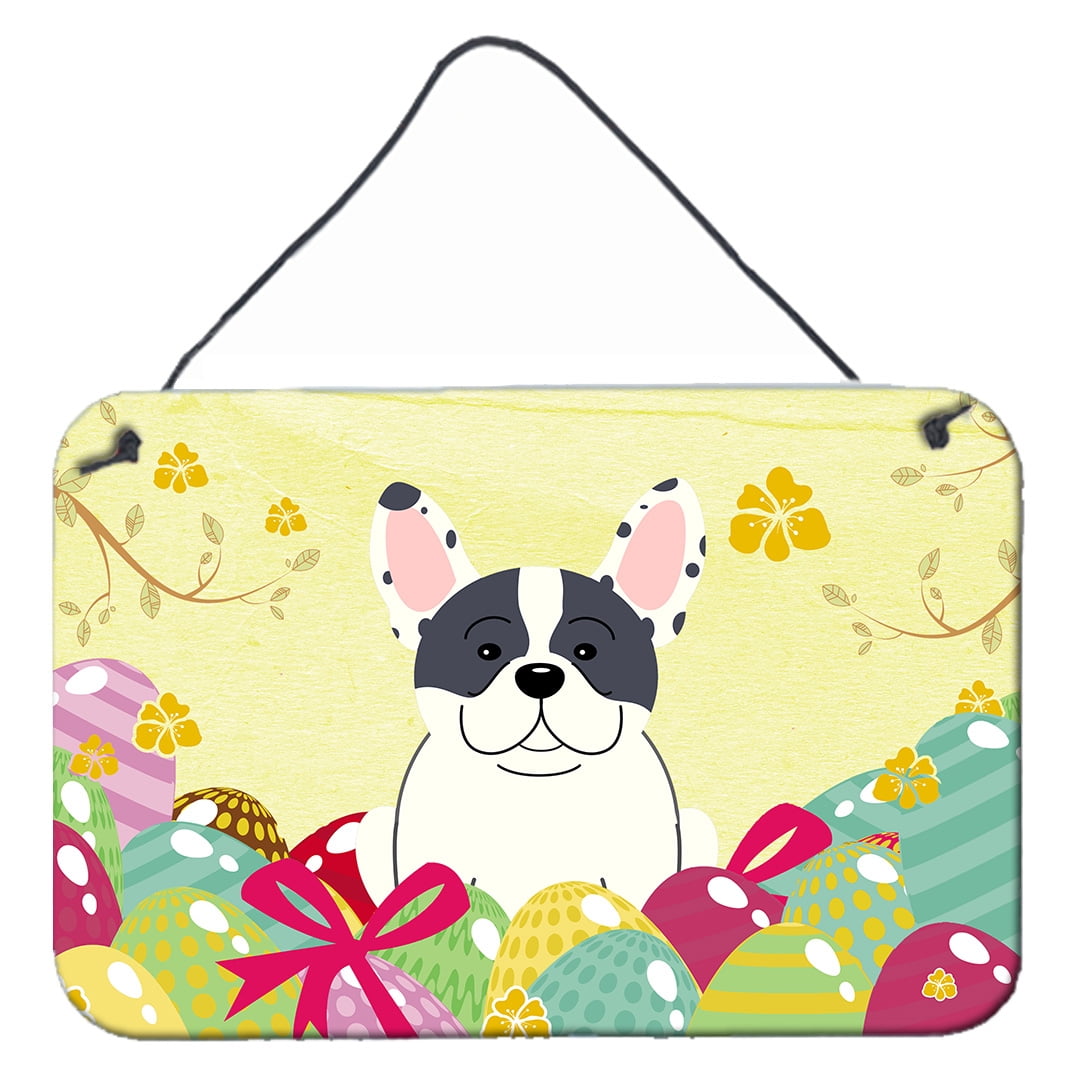 Easter Eggs French Bulldog Piebald Wall or Door Hanging Prints