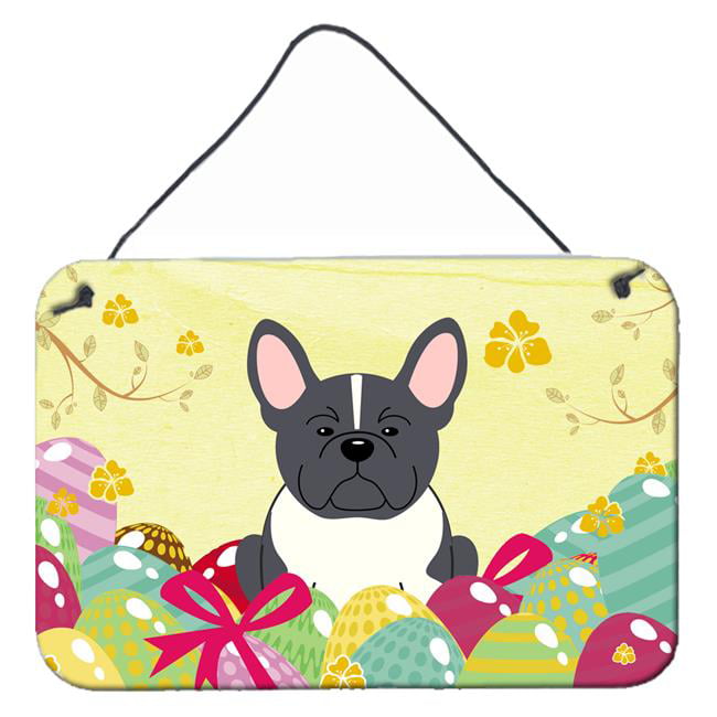 Picture of Carolines Treasures BB6012DS812 Easter Eggs French Bulldog Black White Wall or Door Hanging Prints