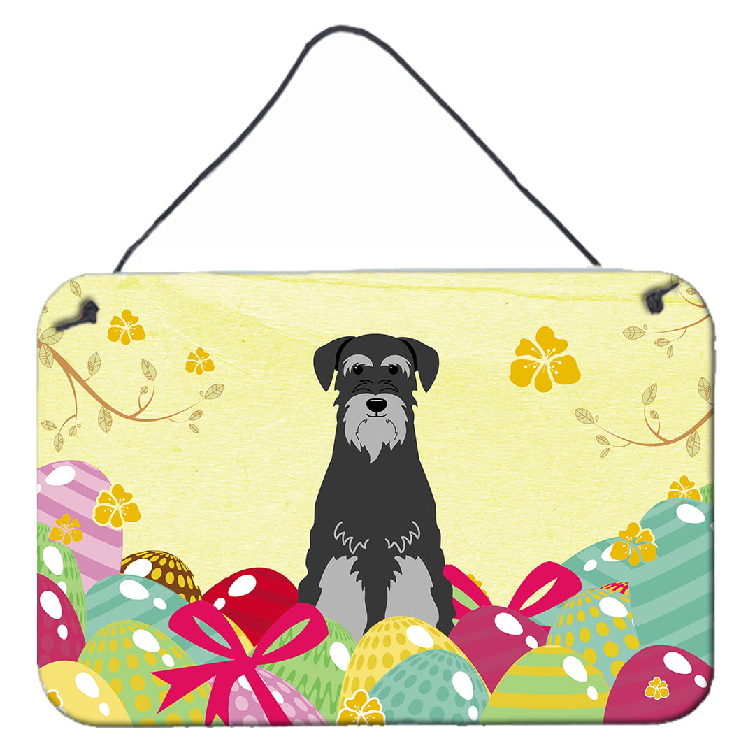 Easter Eggs Standard Schnauzer Black Grey Wall or Door Hanging Prints