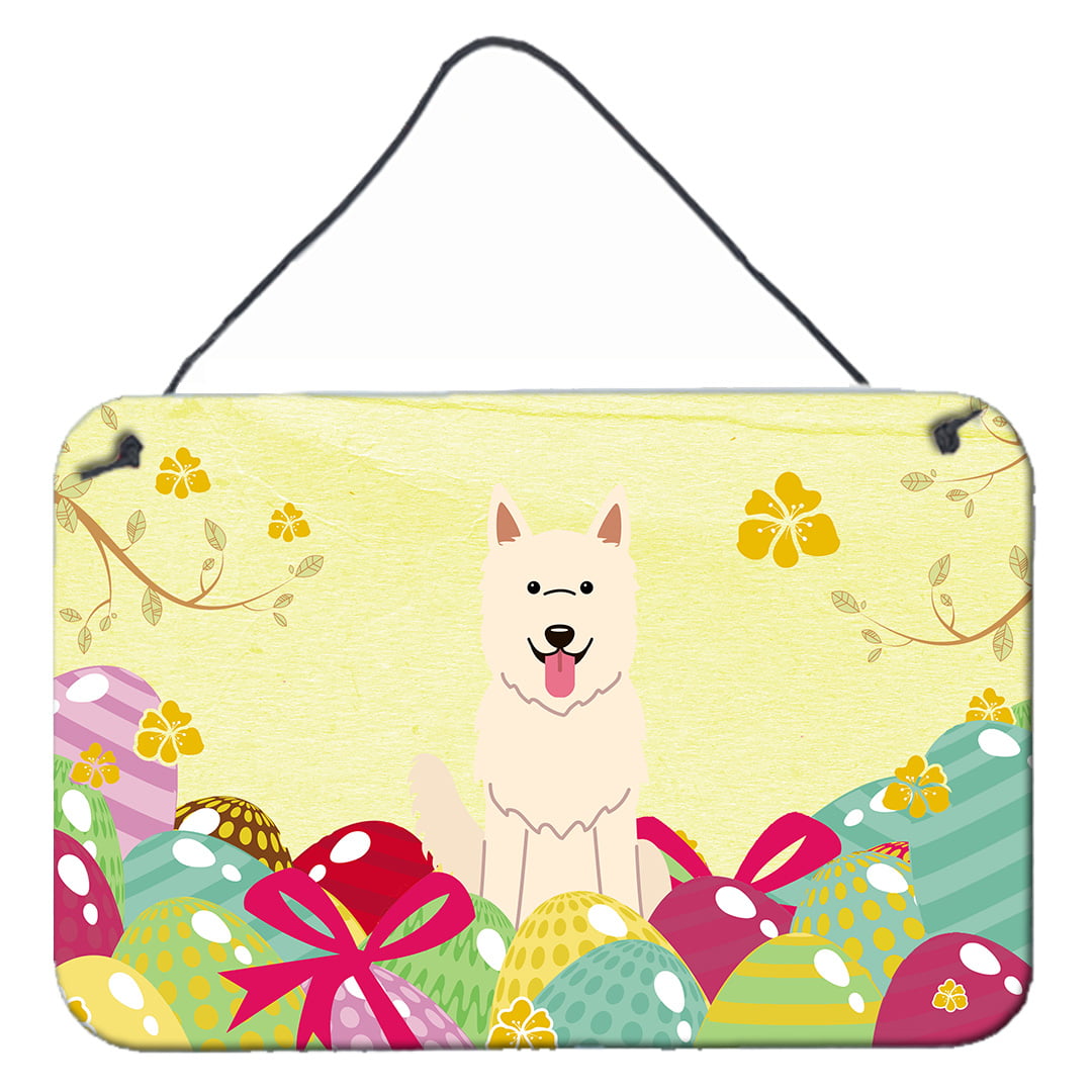 Easter Eggs White German Shepherd Wall or Door Hanging Prints