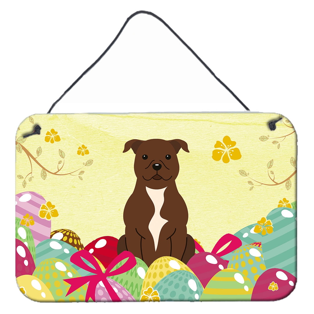 Easter Eggs Staffordshire Bull Terrier Chocolate Wall or Door Hanging Prints