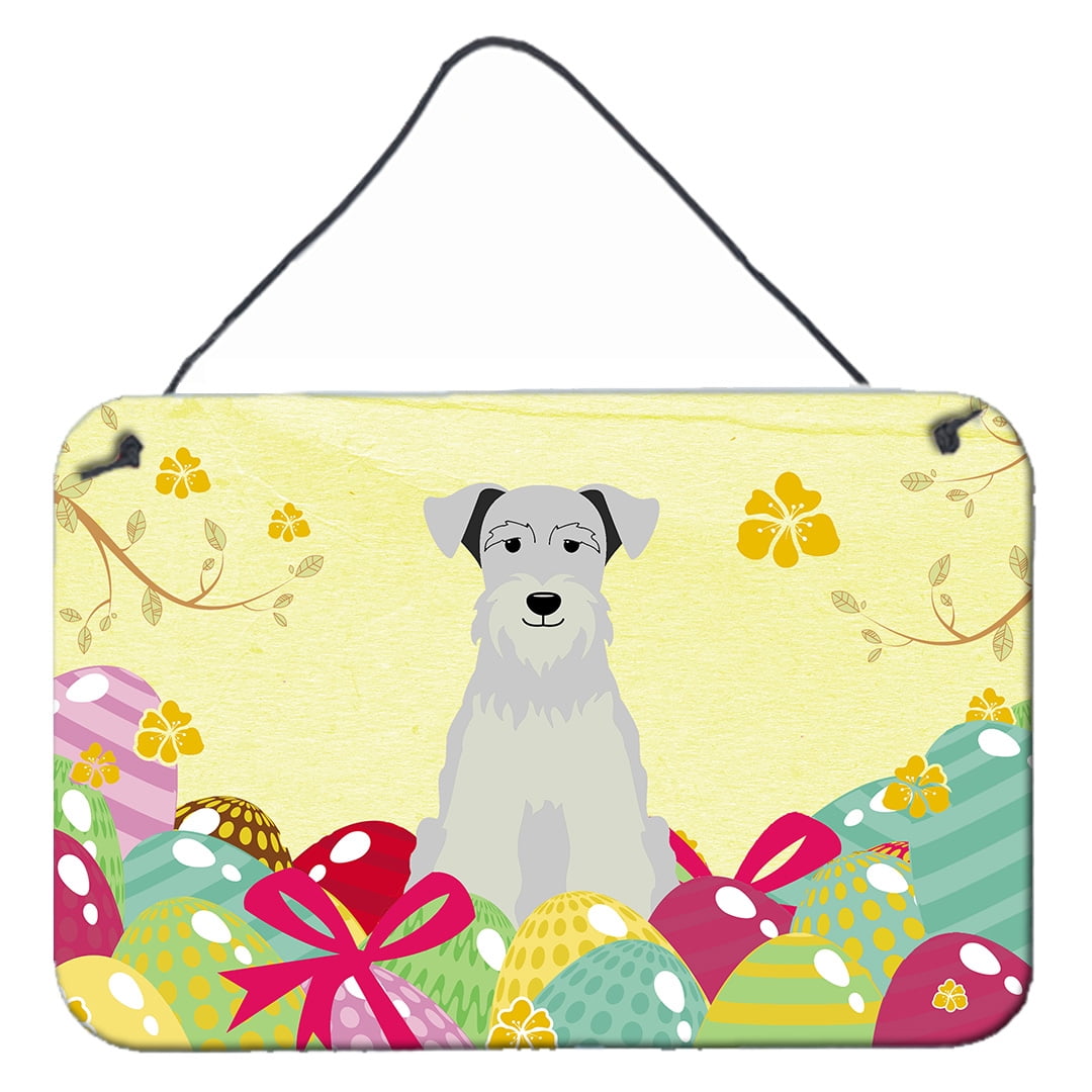 Easter Eggs Miniature Schanuzer White Wall or Door Hanging Prints