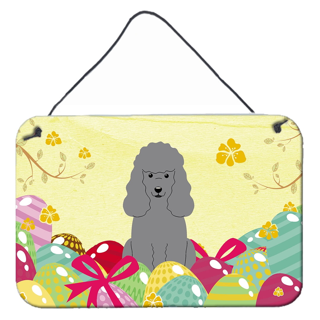 BB6068DS812 Easter Eggs Poodle Silver Wall or Door Hanging Prints