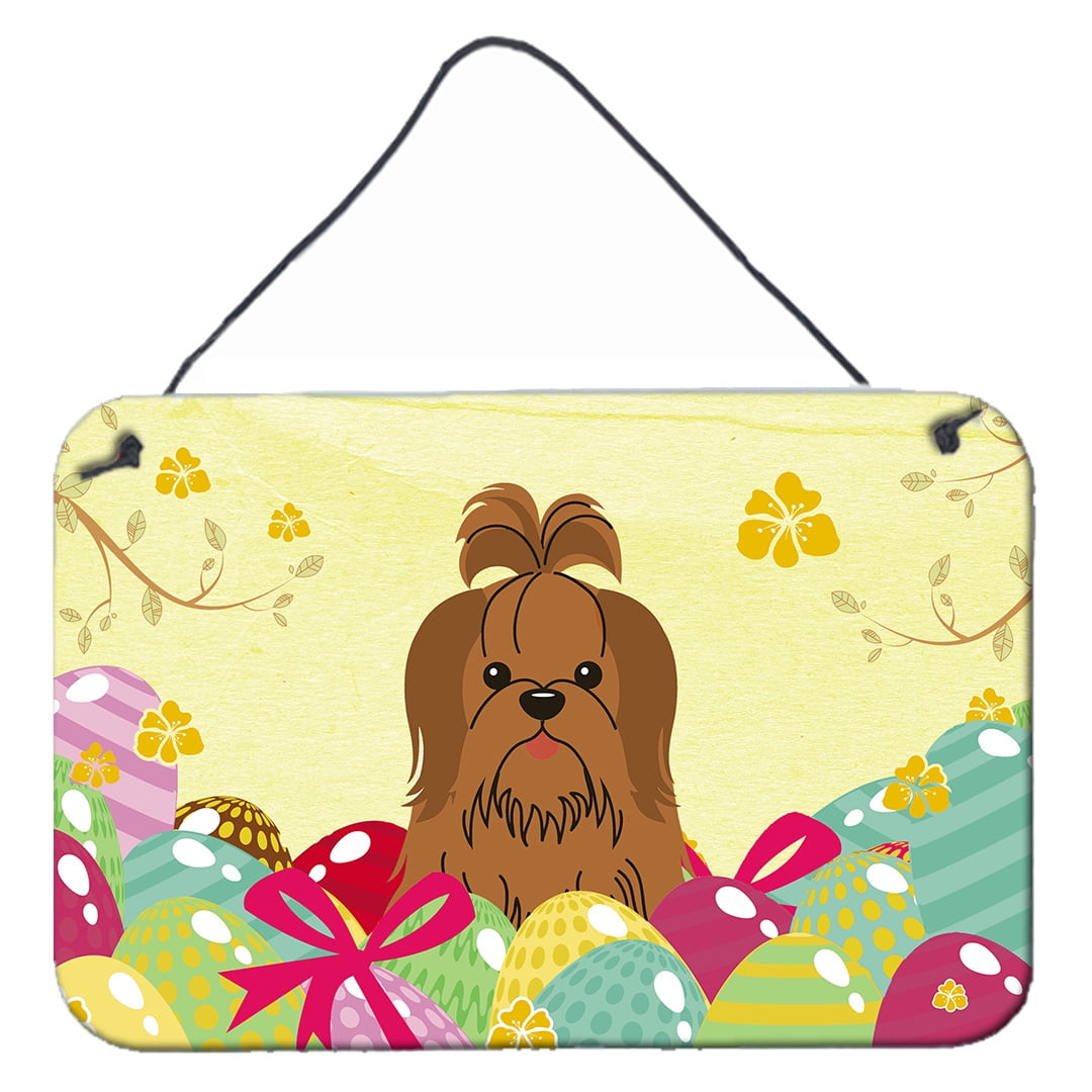 Easter Eggs Shih Tzu Silver Chocolate Wall or Door Hanging Prints