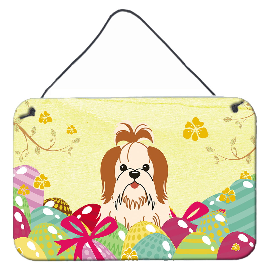 Easter Eggs Shih Tzu Red White Wall or Door Hanging Prints