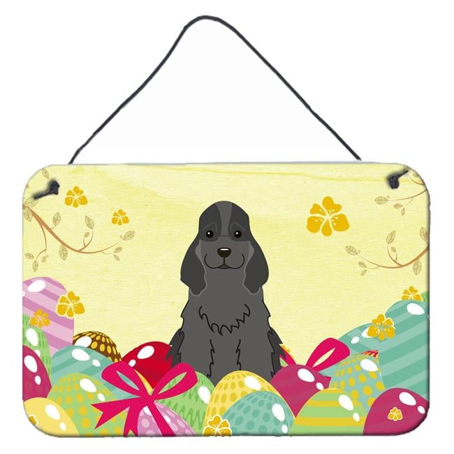 BB6092DS812 Easter Eggs Cocker Spaniel Black Wall or Door Hanging Prints
