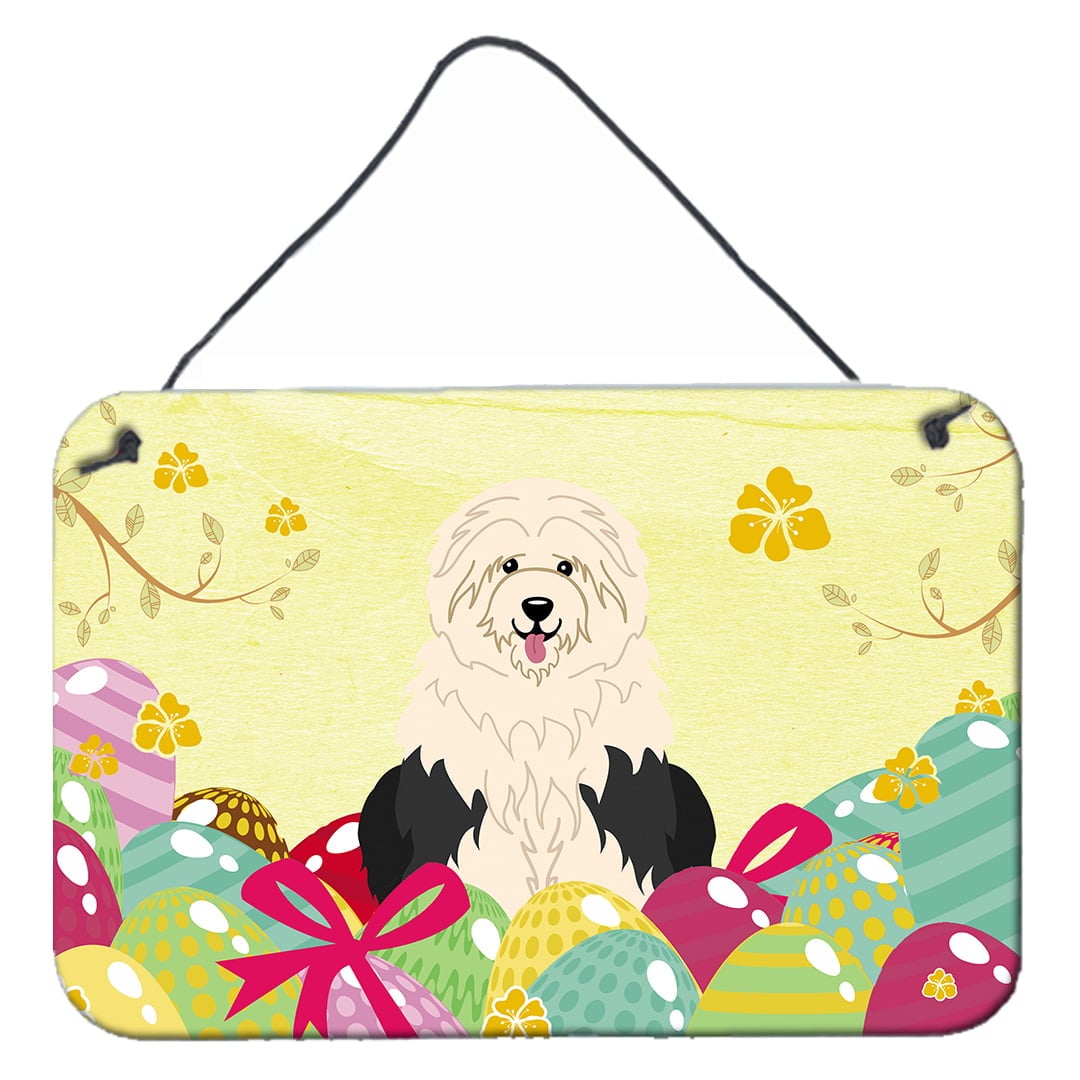 BB6096DS812 Easter Eggs Old English Sheepdog Wall or Door Hanging Prints
