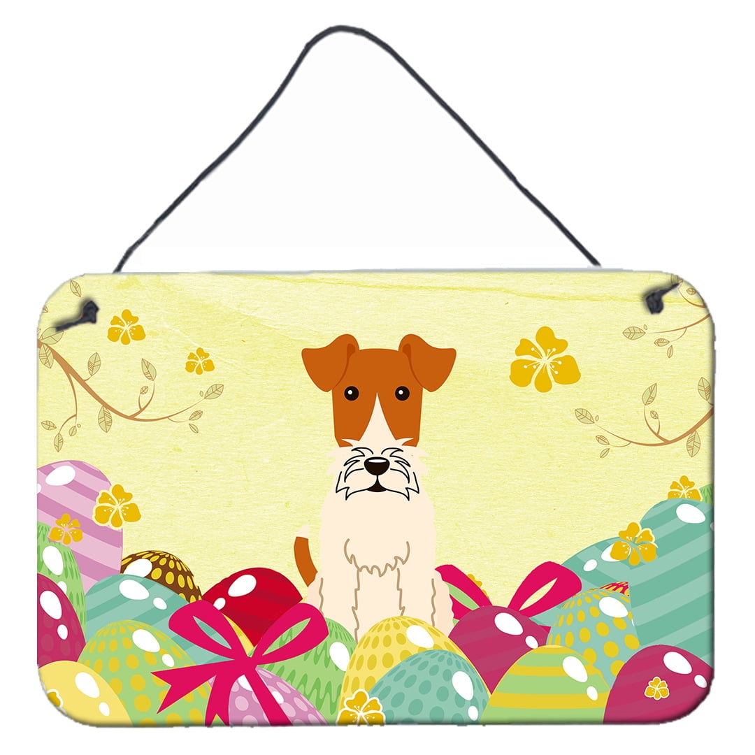 BB6101DS812 Easter Eggs Wire Fox Terrier Wall or Door Hanging Prints