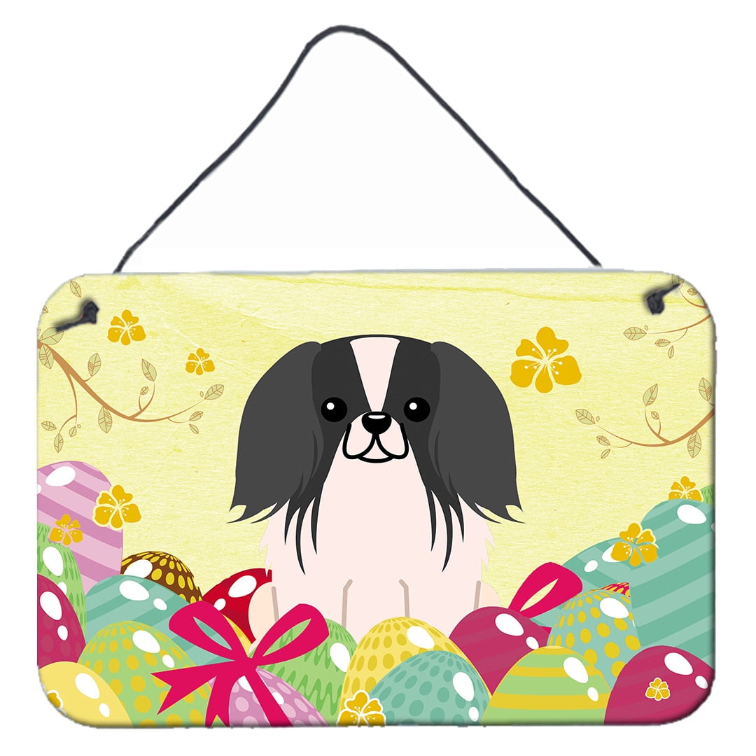 Easter Eggs Pekingnese Black White Wall or Door Hanging Prints