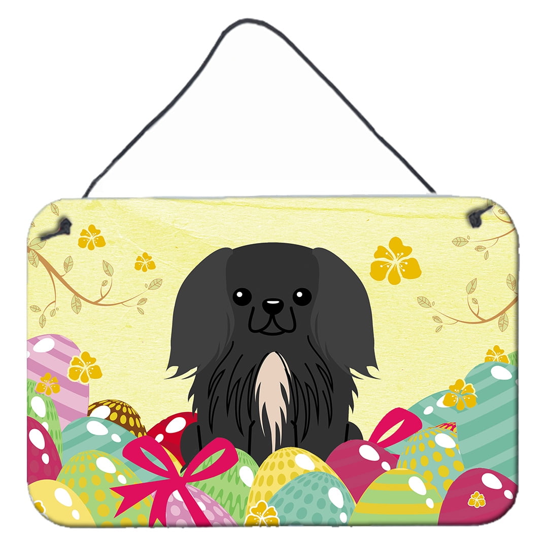 Easter Eggs Pekingnese Black Wall or Door Hanging Prints