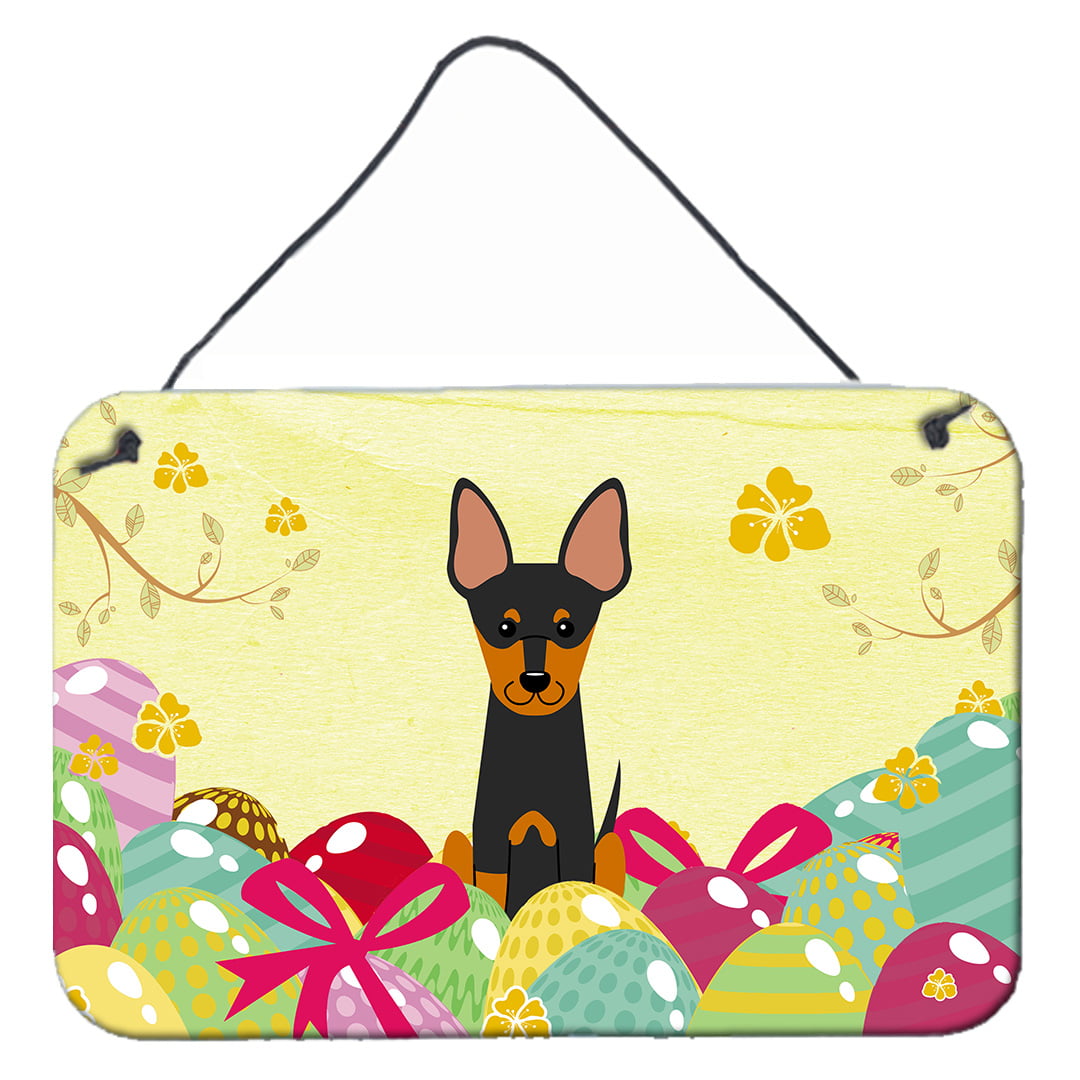 BB6109DS812 Easter Eggs English Toy Terrier Wall or Door Hanging Prints