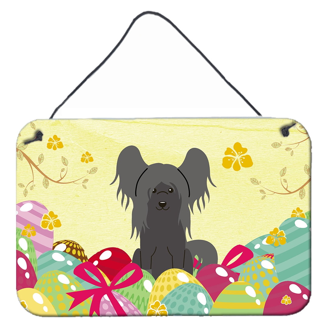 BB6112DS812 Easter Eggs Chinese Crested Black Wall or Door Hanging Prints