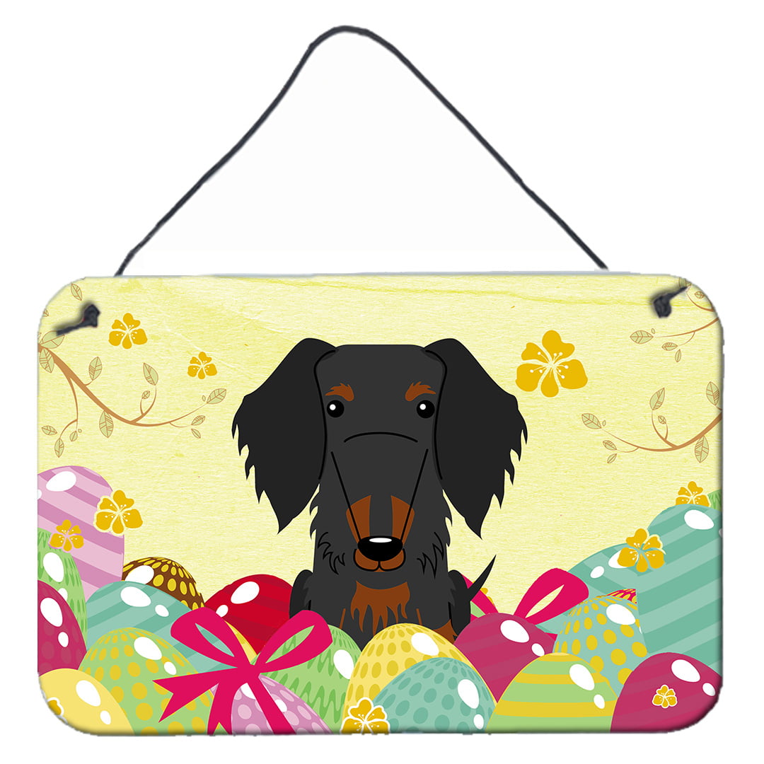Easter Eggs Wire Haired Dachshund Black Tan Wall or Door Hanging Prints