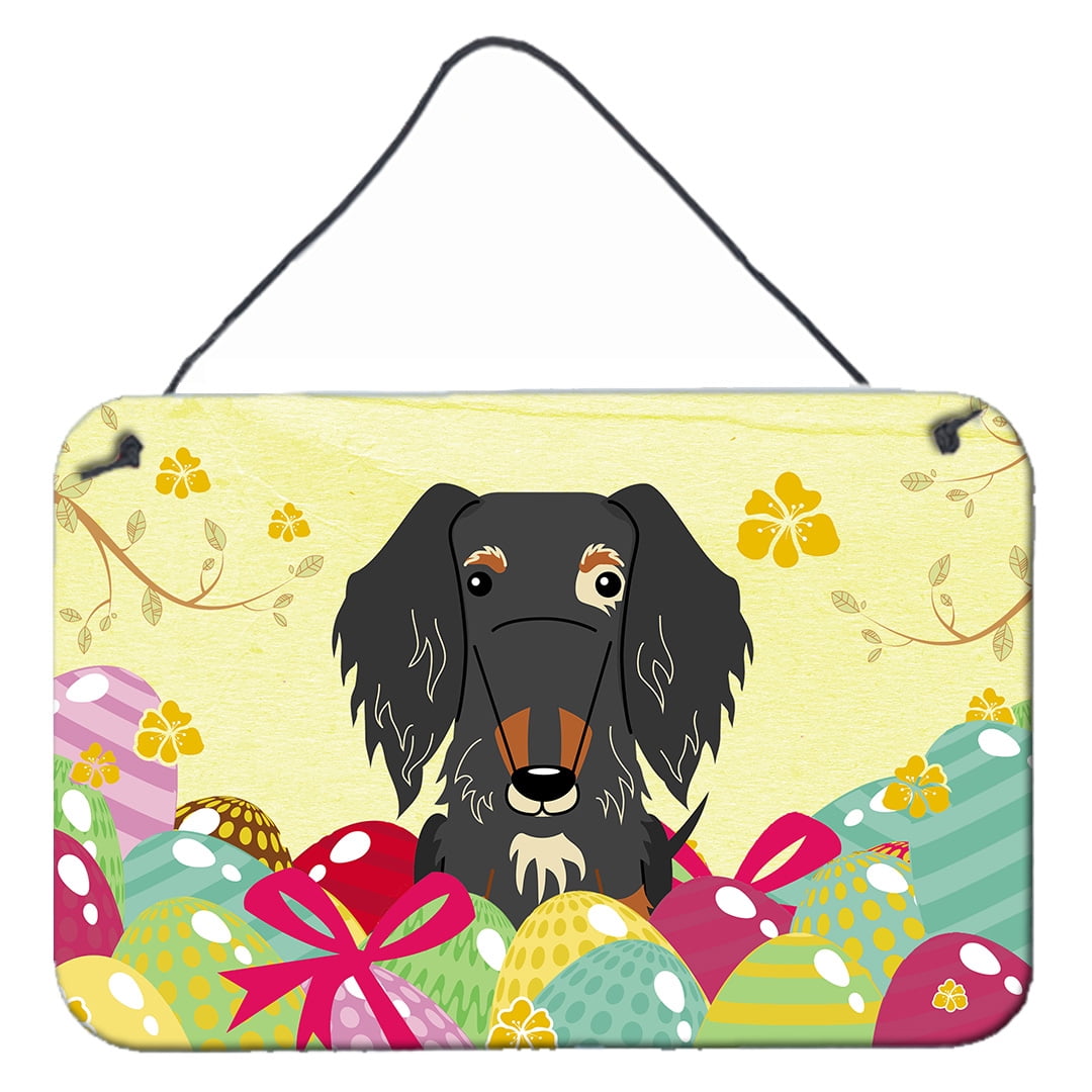 BB6128DS812 Easter Eggs Wire Haired Dachshund Dapple Wall or Door Hanging Prints