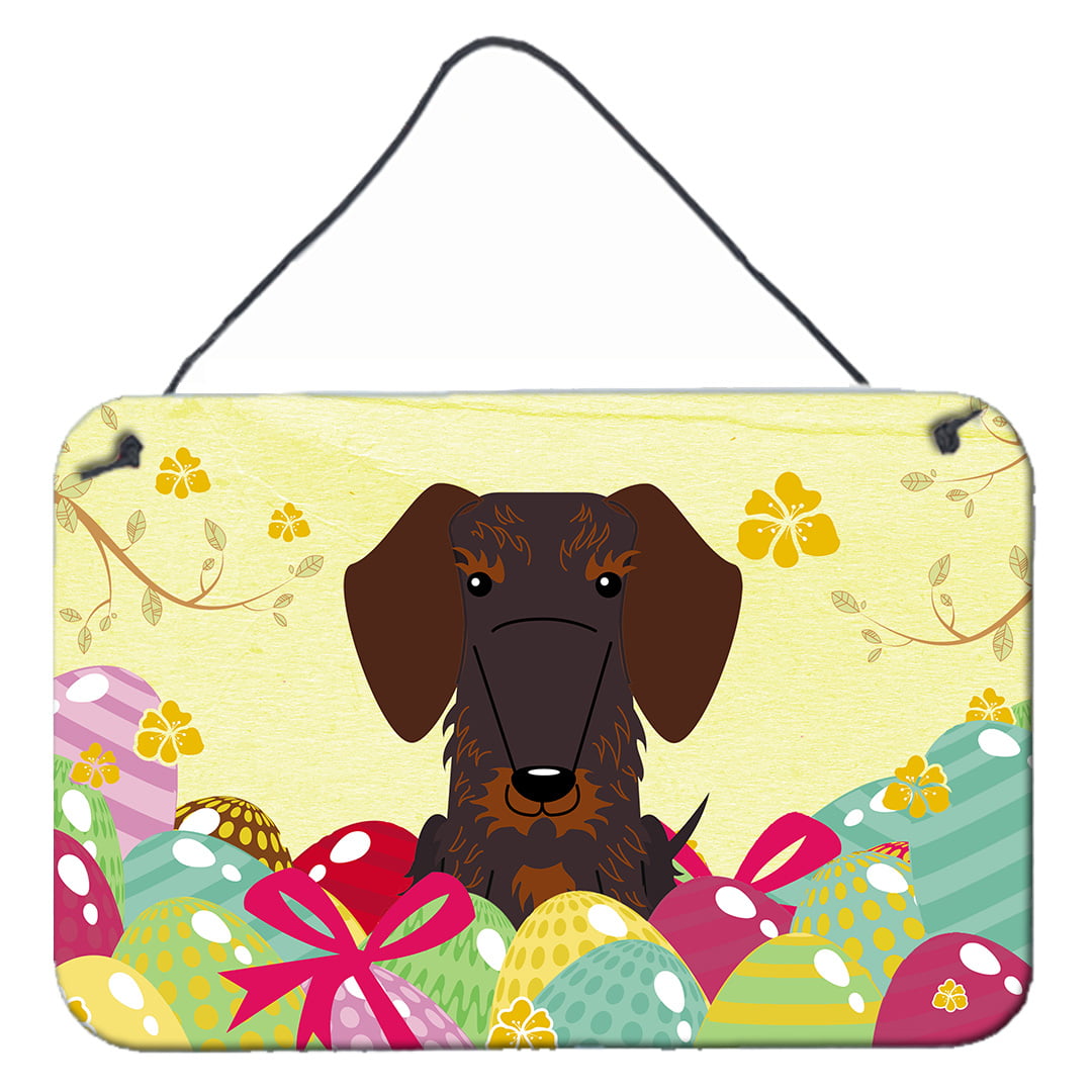 Easter Eggs Wire Haired Dachshund Chocolate Wall or Door Hanging Prints
