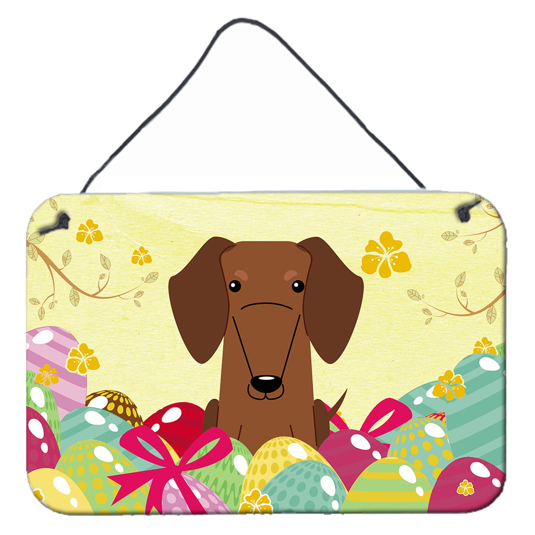 Easter Eggs Dachshund Red Brown Wall or Door Hanging Prints