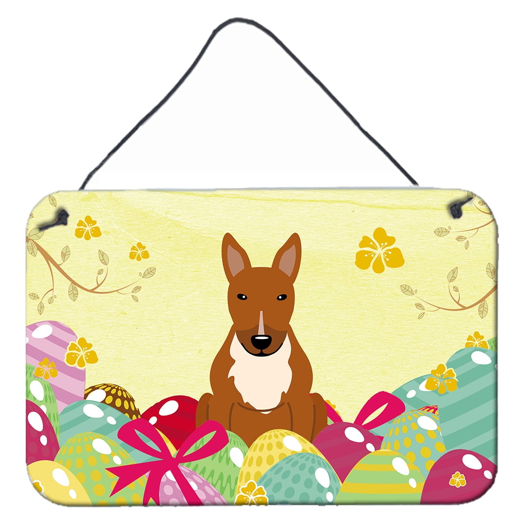 Easter Eggs Bull Terrier Red Wall or Door Hanging Prints
