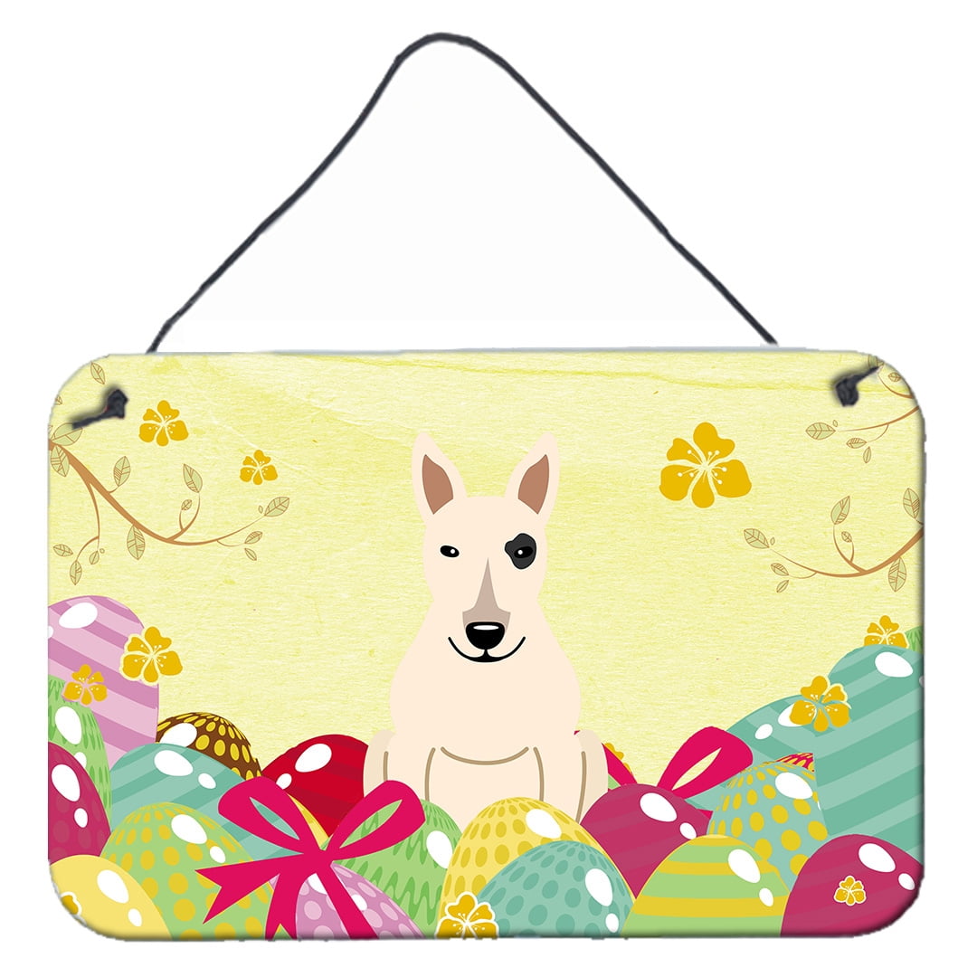 BB6138DS812 Easter Eggs Bull Terrier White Wall or Door Hanging Prints