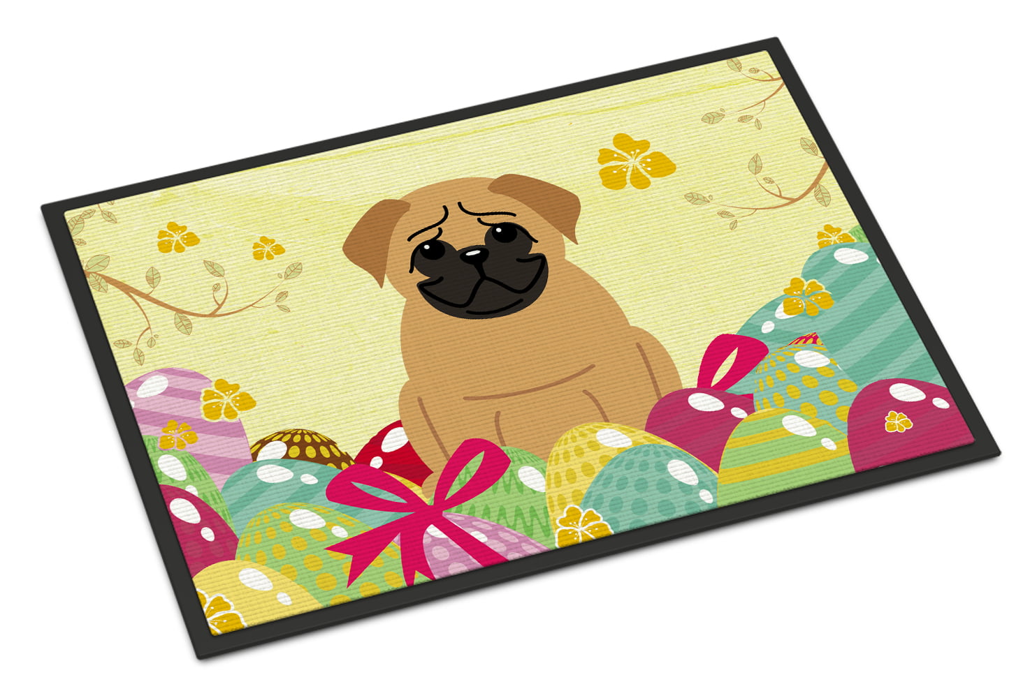 BB6007JMAT 24 x 36 in. Easter Eggs Pug Brown Indoor or Outdoor Mat