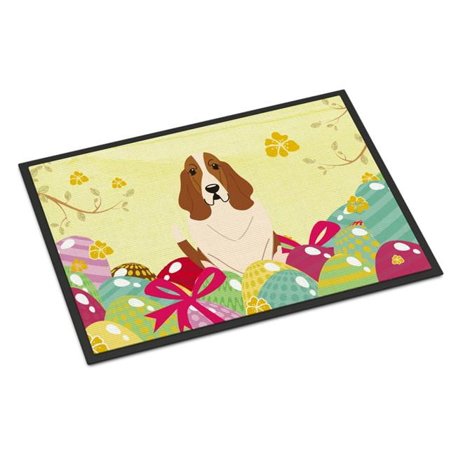 24 x 36 in. Easter Eggs Basset Hound Indoor or Outdoor Mat