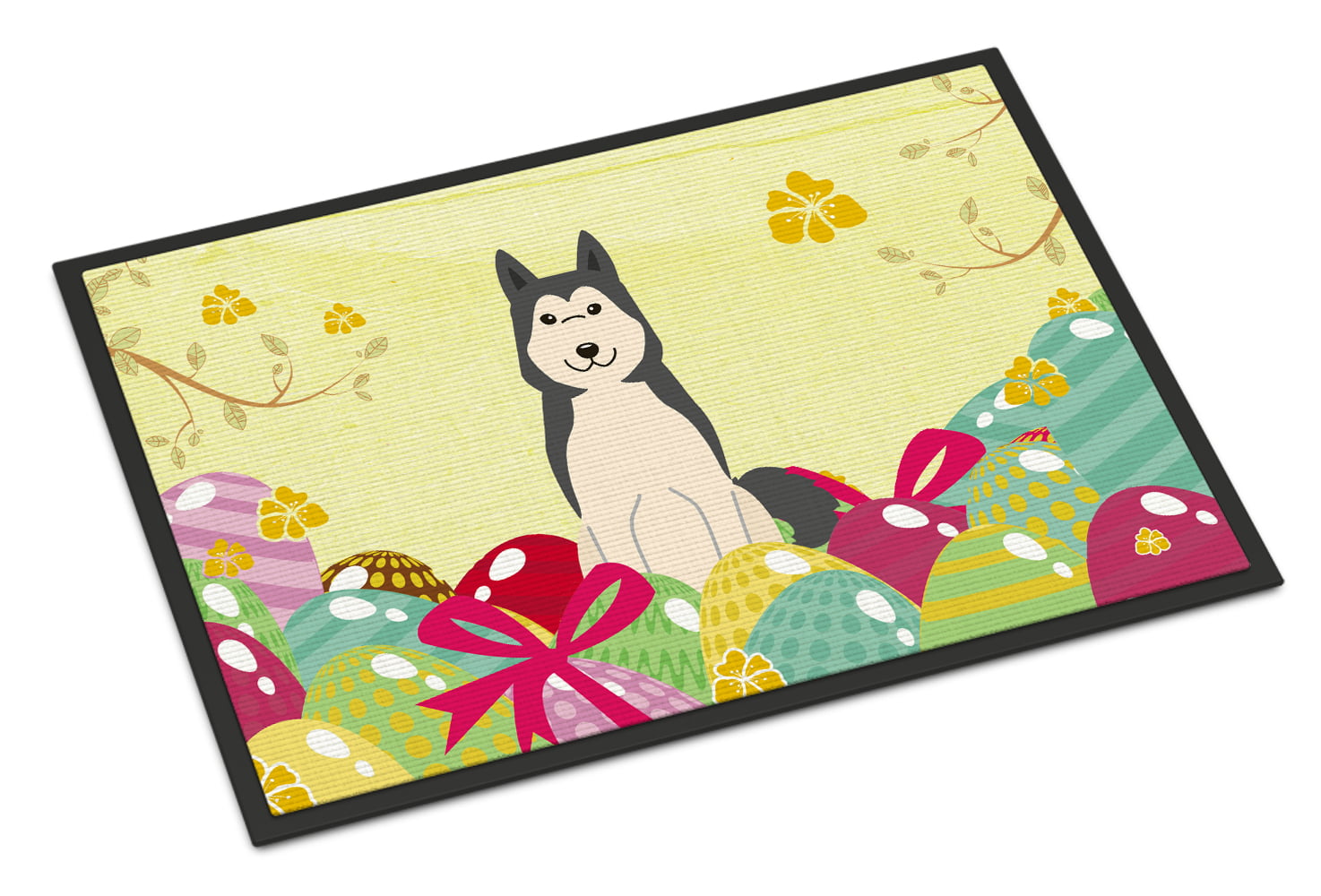 24 x 36 in. Easter Eggs West Siberian Laika Spitz Indoor or Outdoor Mat