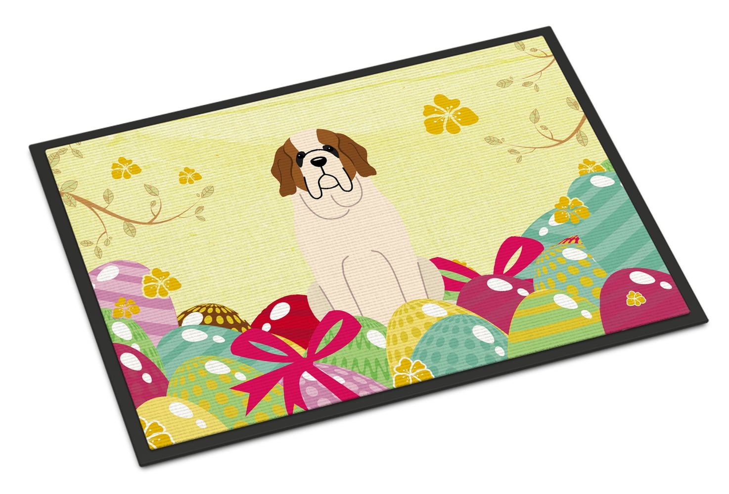 24 x 36 in. Easter Eggs Saint Bernard Indoor or Outdoor Mat