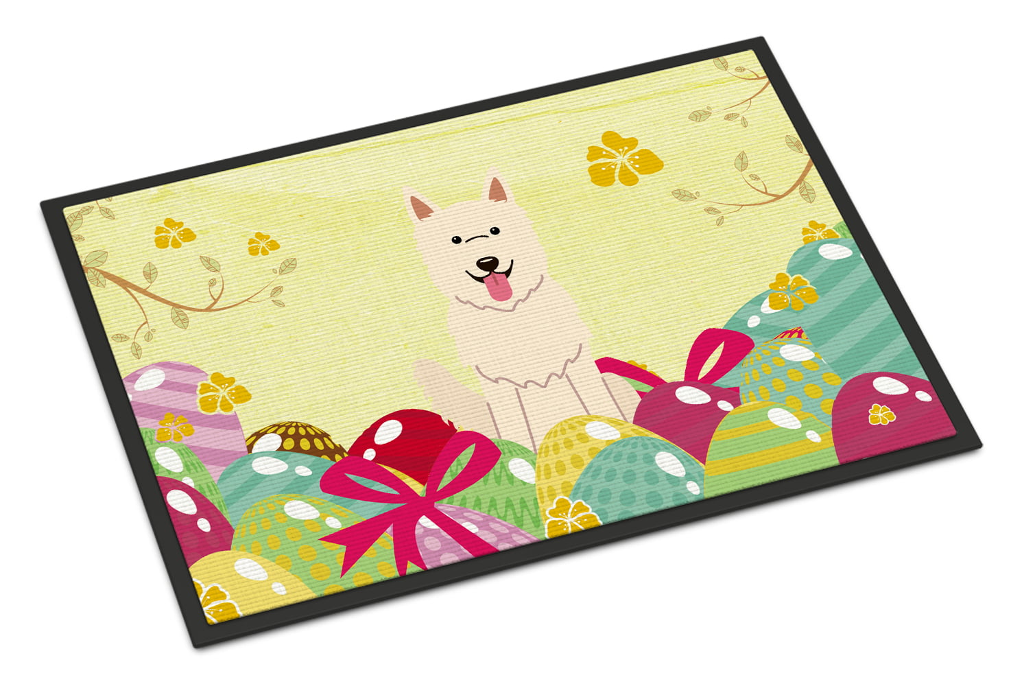 BB6045JMAT 24 x 36 in. Easter Eggs White German Shepherd Indoor or Outdoor Mat
