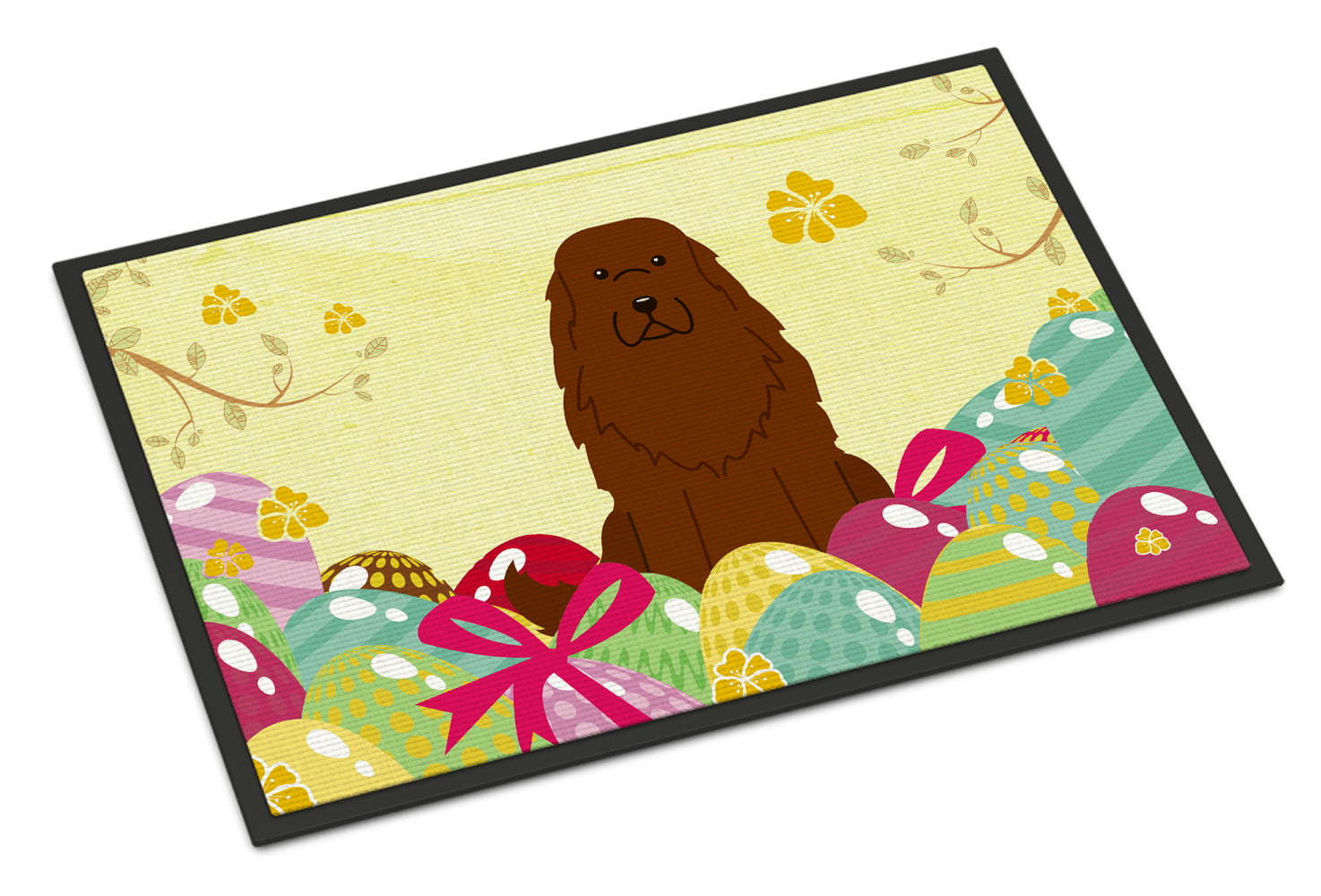 24 x 36 in. Easter Eggs Caucasian Shepherd Dog Indoor or Outdoor Mat