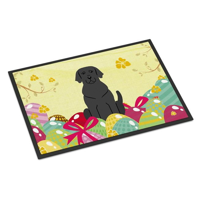 BB6057JMAT 24 x 36 in. Easter Eggs Black Labrador Indoor or Outdoor Mat