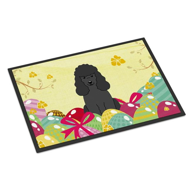 BB6071JMAT 24 x 36 in. Easter Eggs Poodle Black Indoor or Outdoor Mat