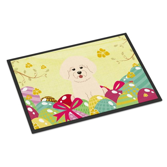 24 x 36 in. Easter Eggs Bichon Frise Indoor or Outdoor Mat