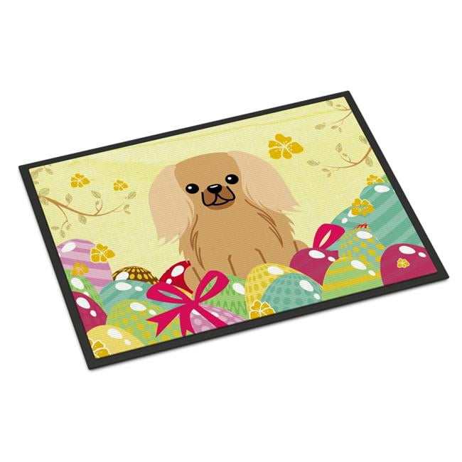24 x 36 in. Easter Eggs Pekingnese Fawn Sable Indoor or Outdoor Mat