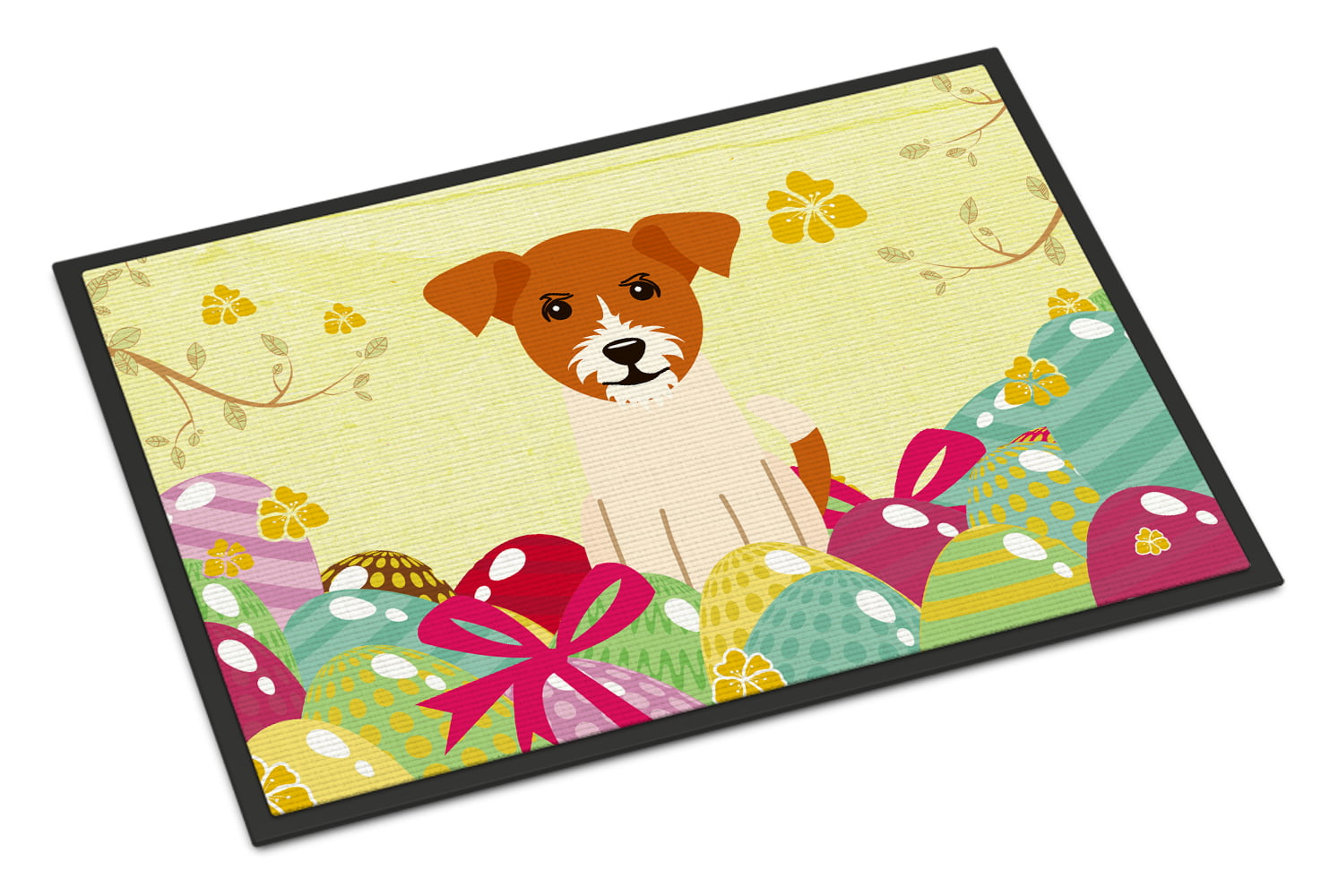 24 x 36 in. Easter Eggs Jack Russell Terrier Indoor or Outdoor Mat