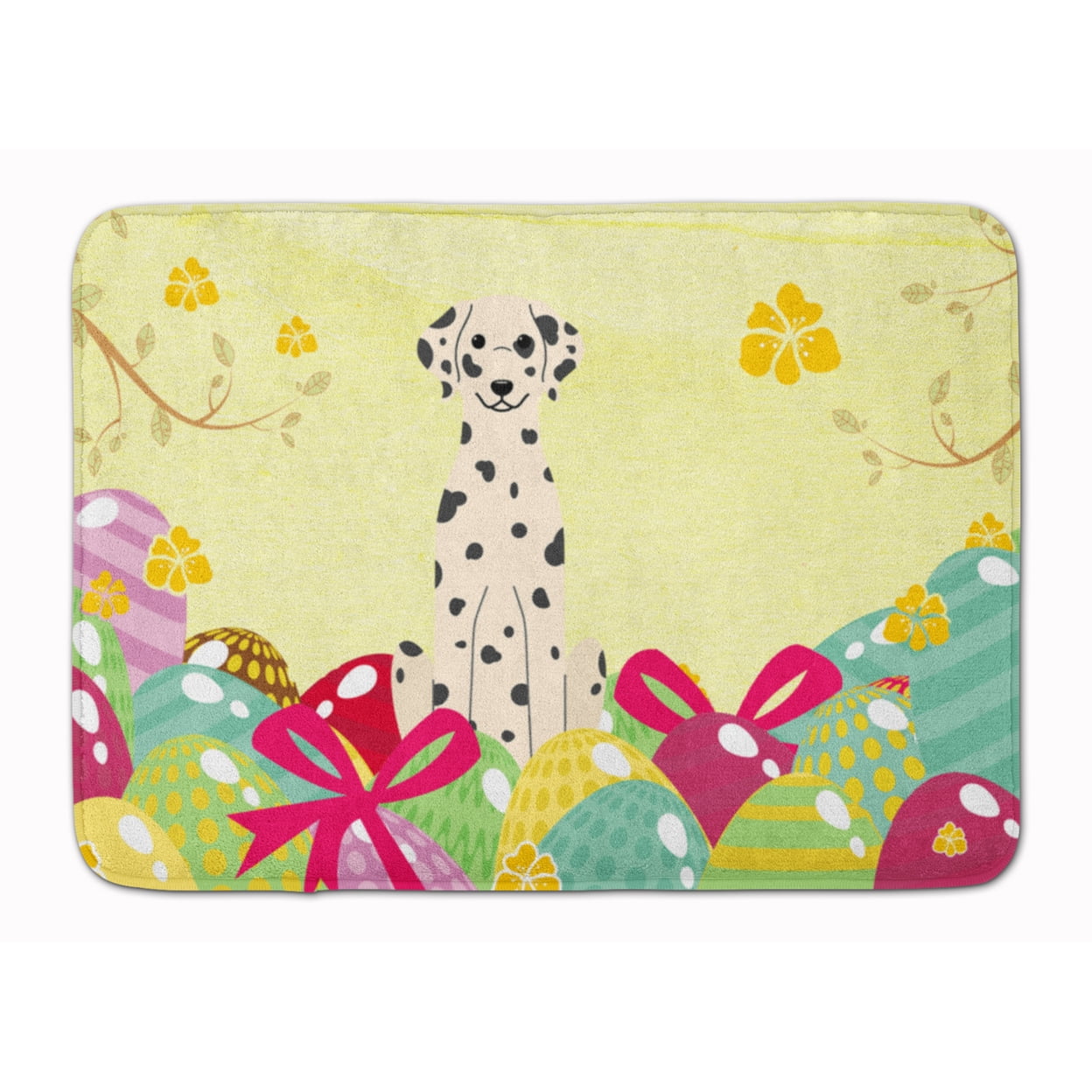 BB6097RUG Easter Eggs Dalmatian Machine Washable Memory Foam Mat