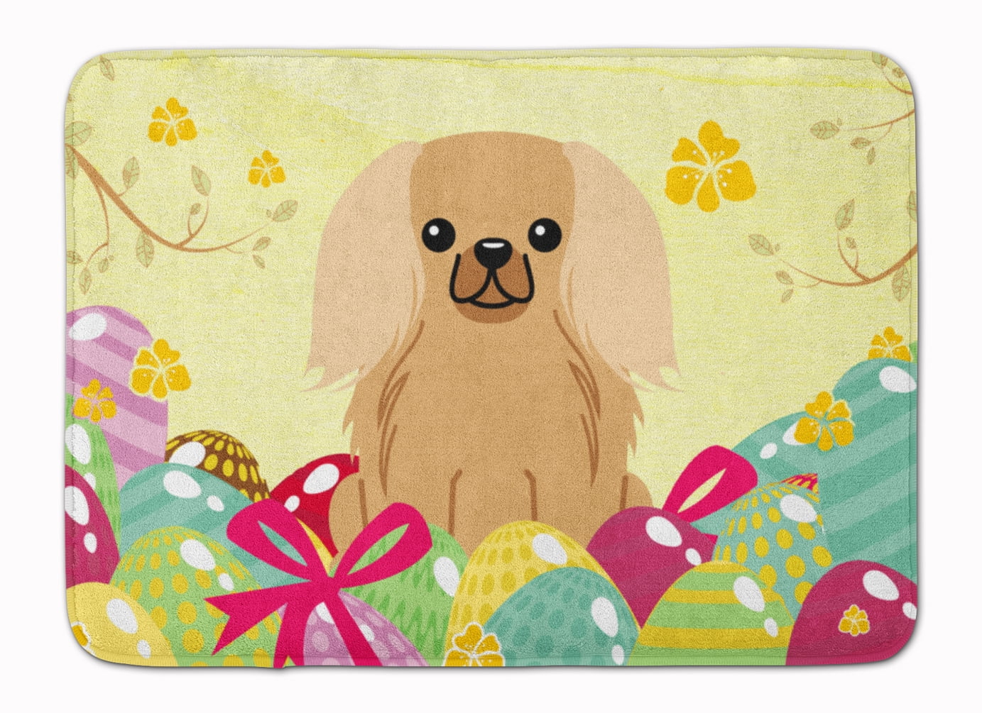 BB6104RUG Easter Eggs Pekingnese Fawn Sable Machine Washable Memory Foam Mat