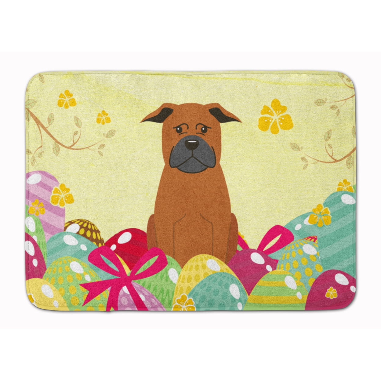 BB6111RUG Easter Eggs Chinese Chongqing Dog Machine Washable Memory Foam Mat
