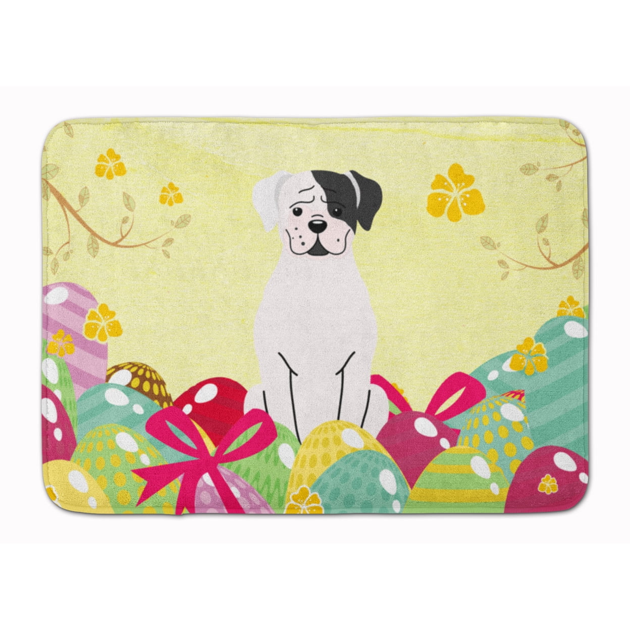 BB6114RUG Easter Eggs White Boxer Cooper Machine Washable Memory Foam Mat