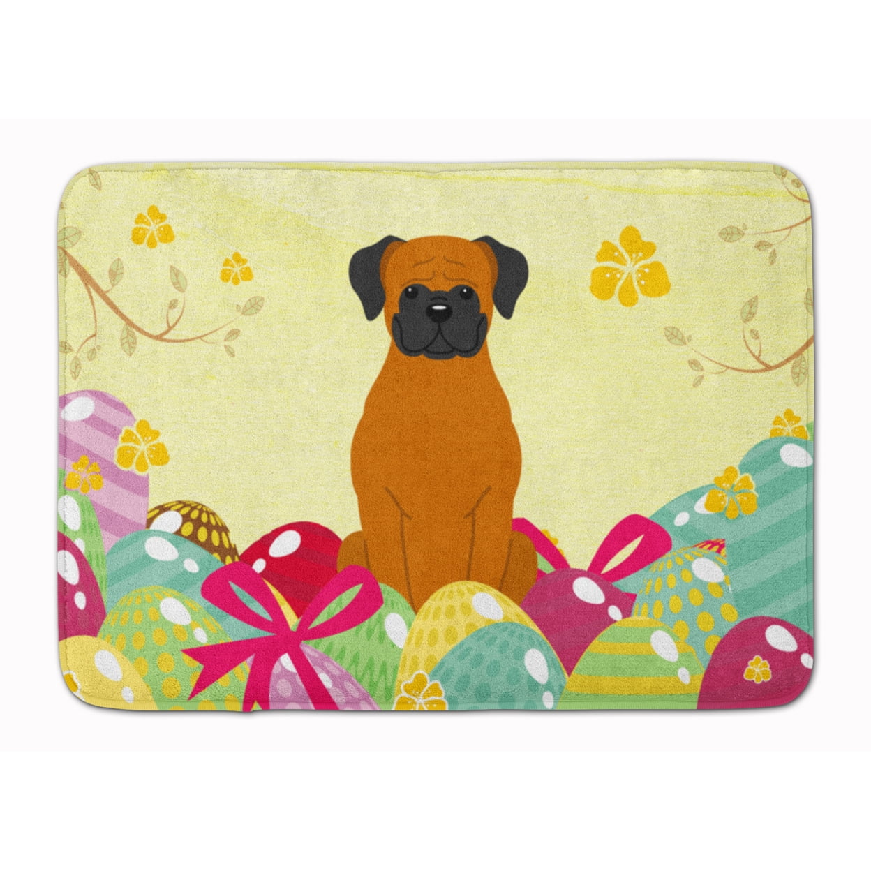 BB6115RUG Easter Eggs Fawn Boxer Machine Washable Memory Foam Mat
