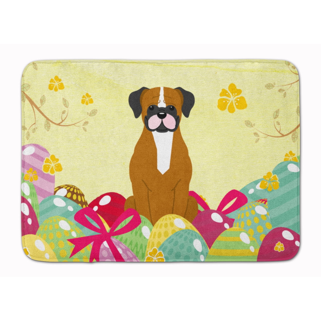 BB6116RUG Easter Eggs Flashy Fawn Boxer Machine Washable Memory Foam Mat