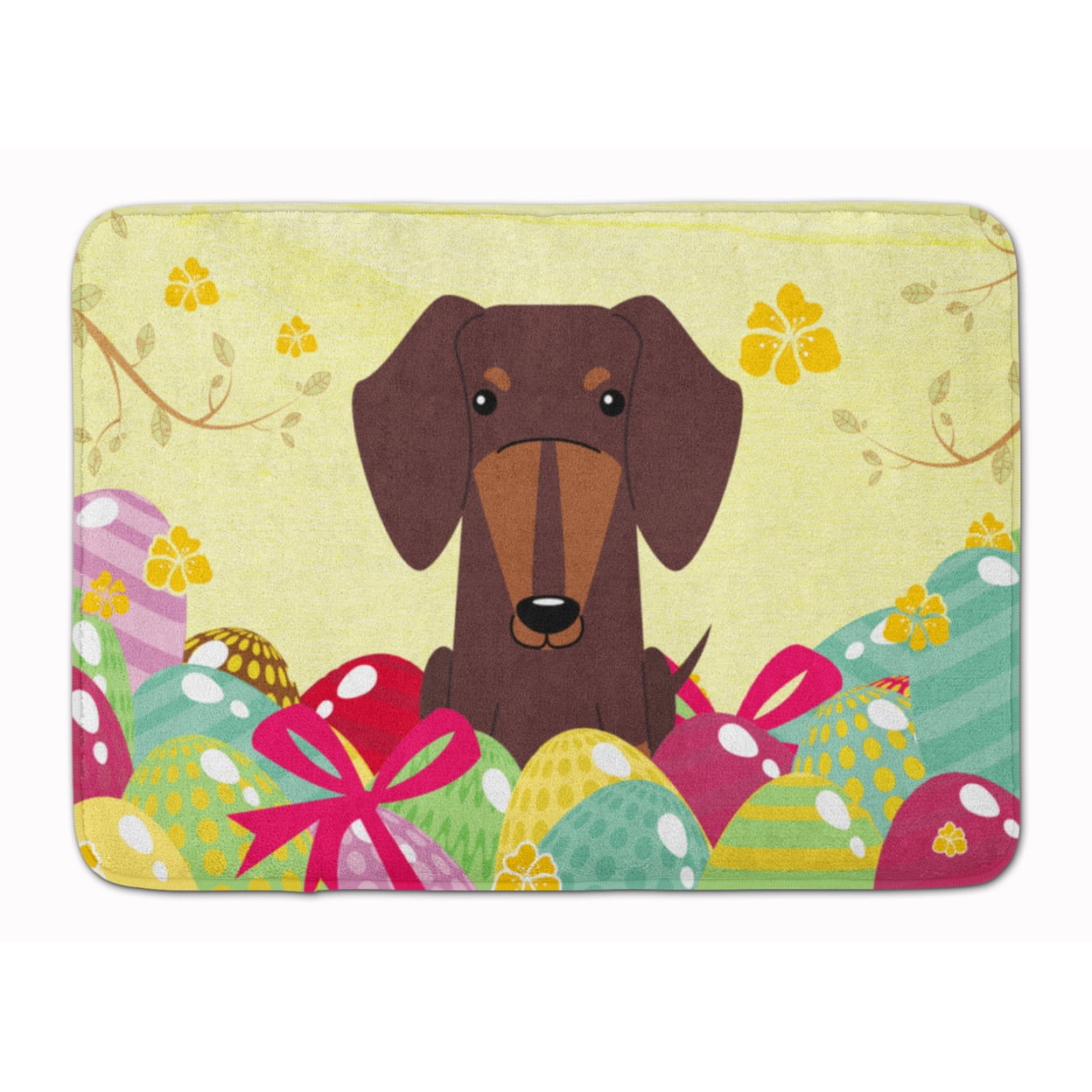 BB6131RUG Easter Eggs Dachshund Chocolate Machine Washable Memory Foam Mat