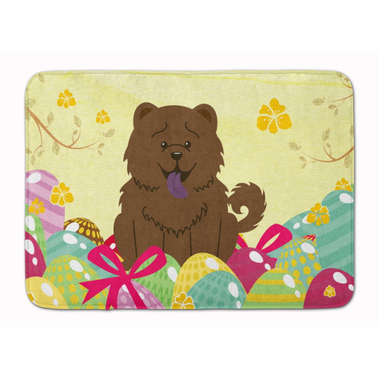 BB6141RUG Easter Eggs Chow Chow Chocolate Machine Washable Memory Foam Mat