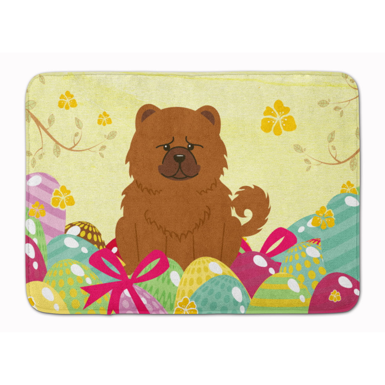 BB6142RUG Easter Eggs Chow Chow Red Machine Washable Memory Foam Mat