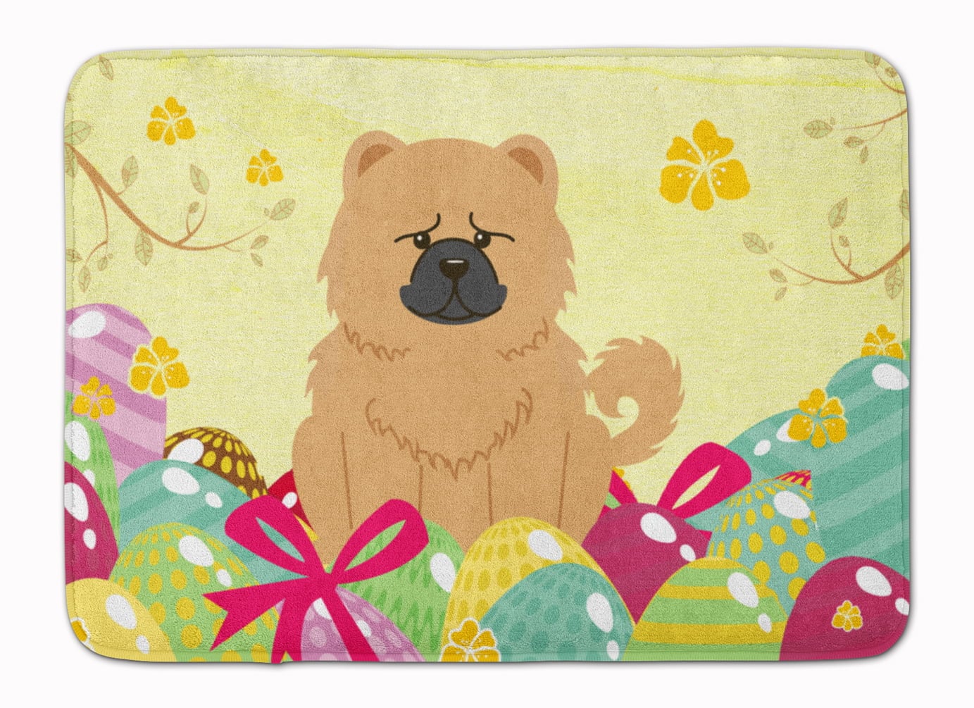 BB6144RUG Easter Eggs Chow Chow Cream Machine Washable Memory Foam Mat