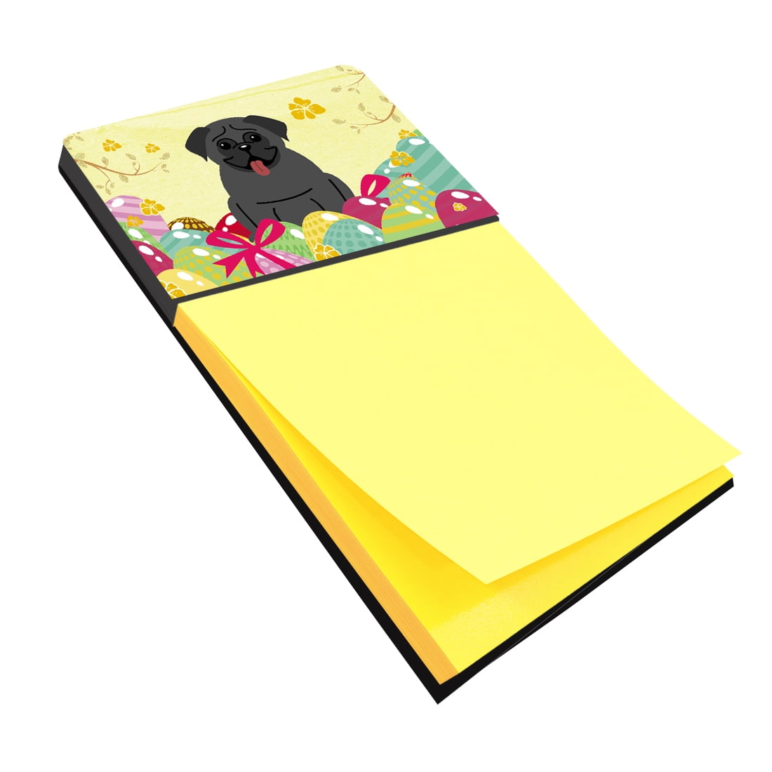 Easter Eggs Pug Black Sticky Note Holder