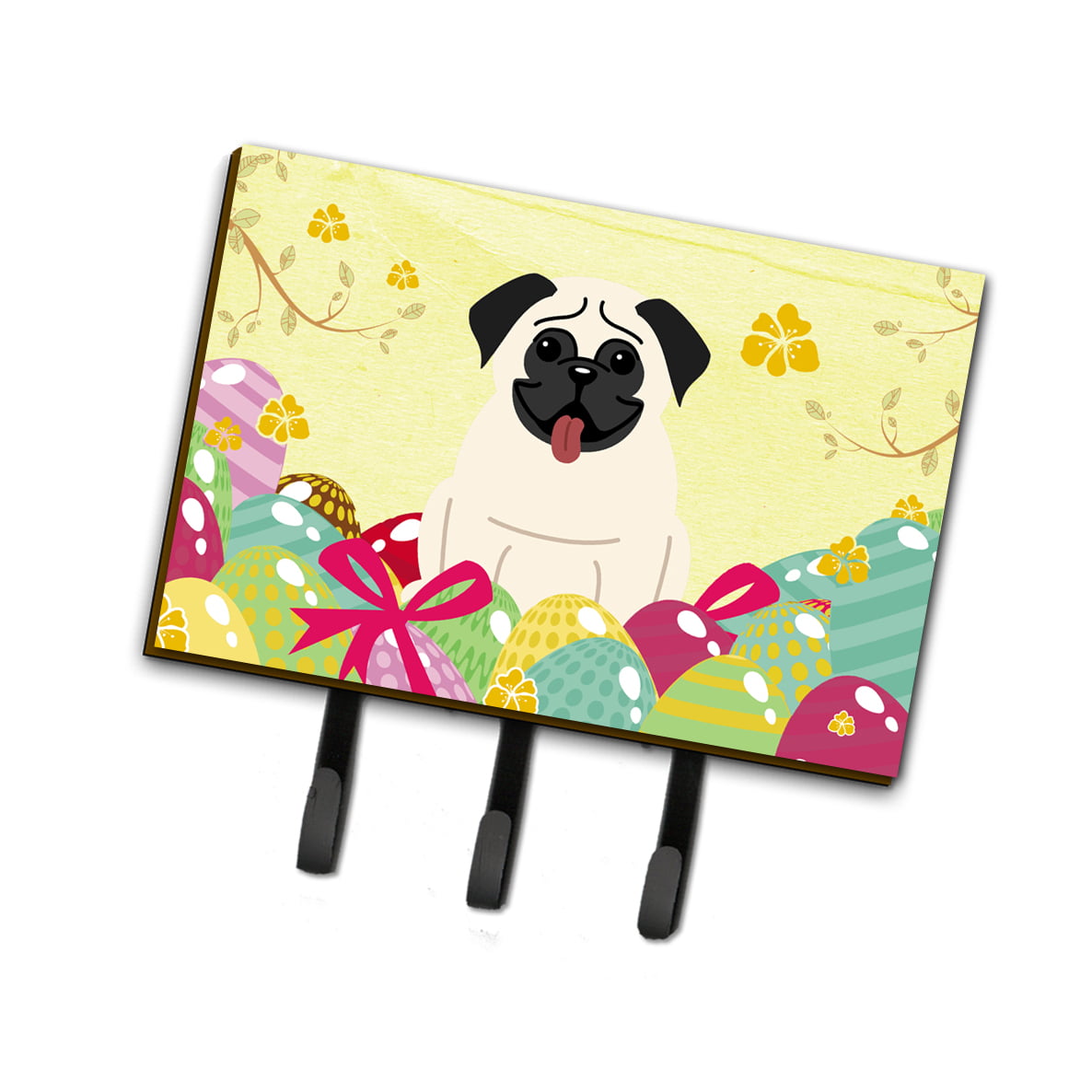 BB6004TH68 Easter Eggs Pug Cream Leash or Key Holder