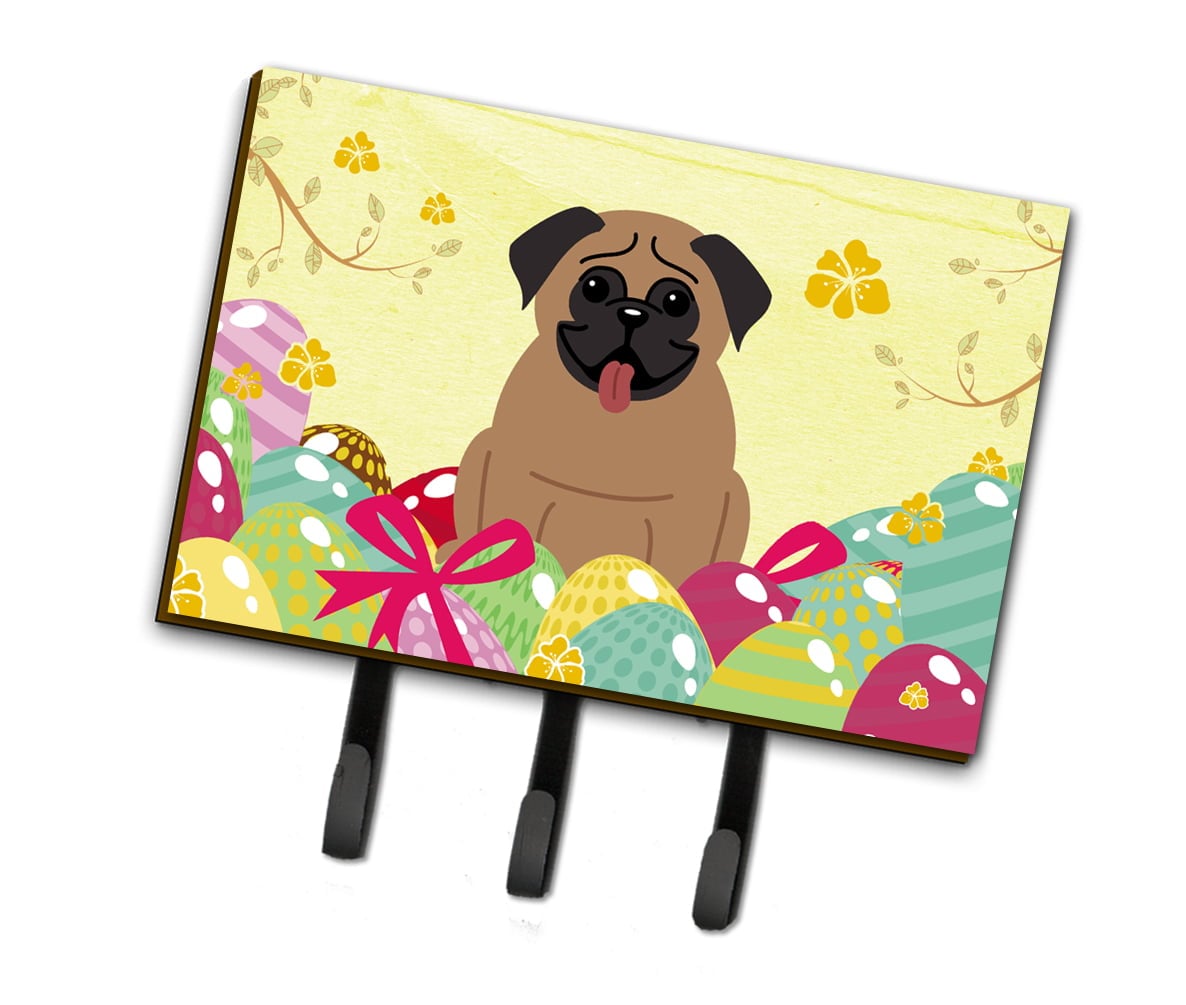 Easter Eggs Pug Brown Leash or Key Holder