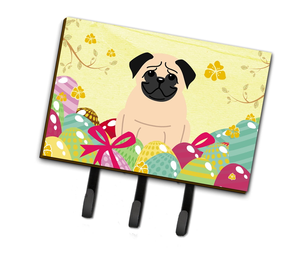 BB6008TH68 Easter Eggs Pug Fawn Leash or Key Holder