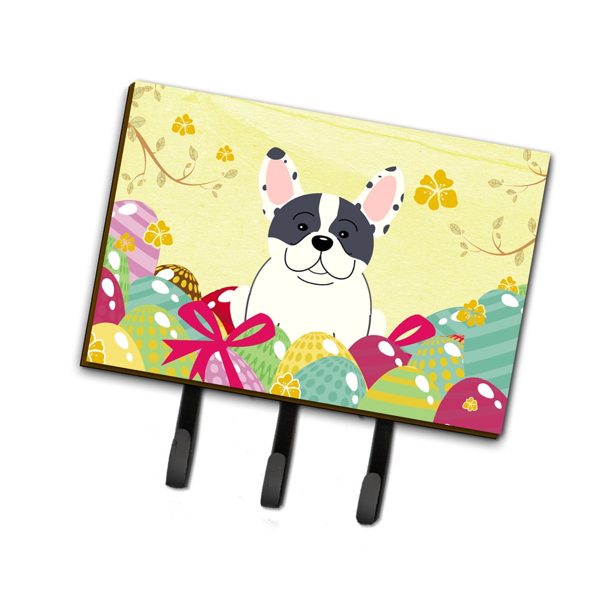 BB6011TH68 Easter Eggs French Bulldog Piebald Leash or Key Holder